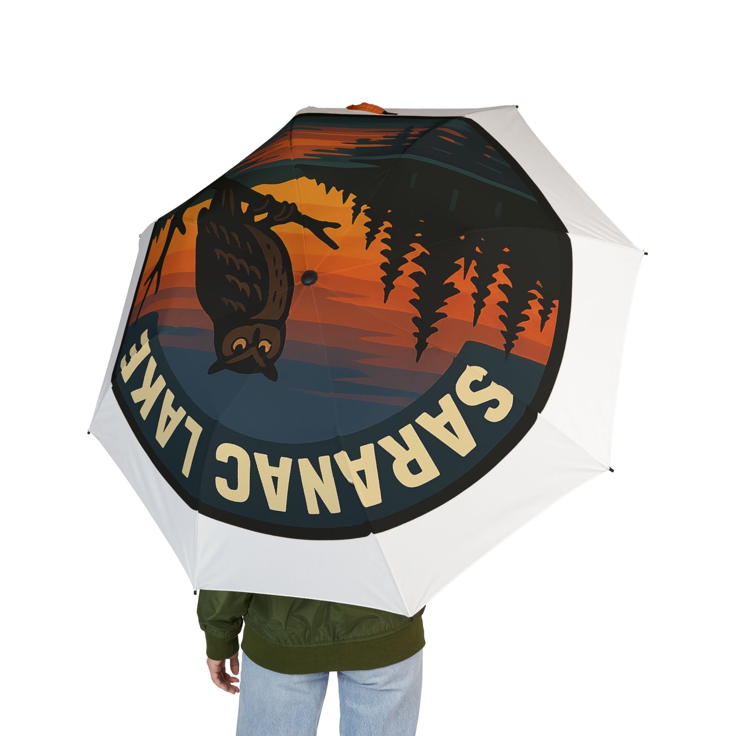 Saranac Lake Semi-Automatic Foldable Umbrella, Travel Umbrella, Outdoor Gear, Gifts for Nature Lovers, Rainy Day Essential