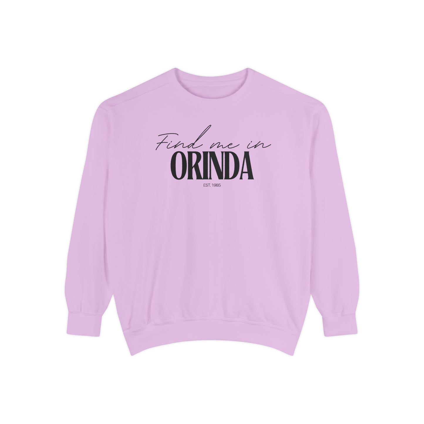 Orinda Cozy Sweatshirt, Unisex Garment-Dyed Crew, Casual Wear, Gift for Friends, Fall Fashion, Lounge Style