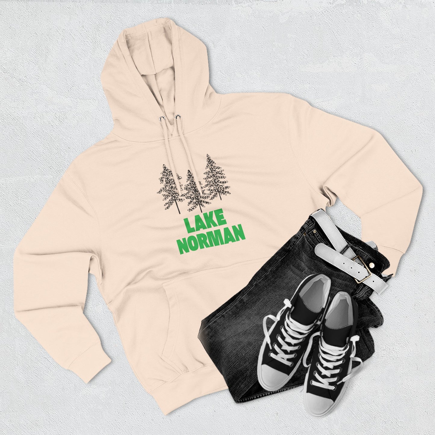 Lake Norman Fleece Hoodie, Cozy Sweatshirt, Outdoor Adventure Wear, Unique Gift for Lake Lovers, Perfect for Fall and Winter