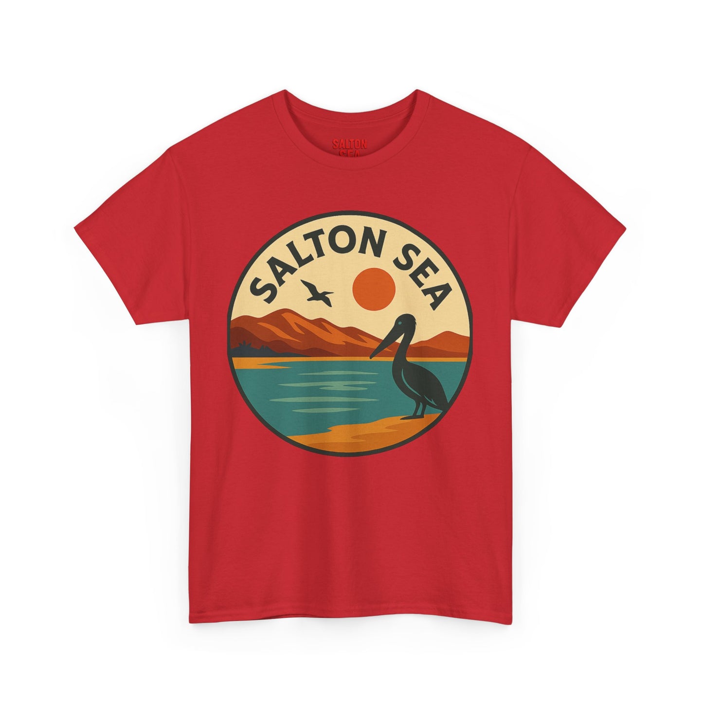 Salton Sea Graphic Tee | Unisex Heavy Cotton T-Shirt, Nature Lover Gift, Lake Adventure Shirt, Outdoor Apparel, Vintage Lake Design