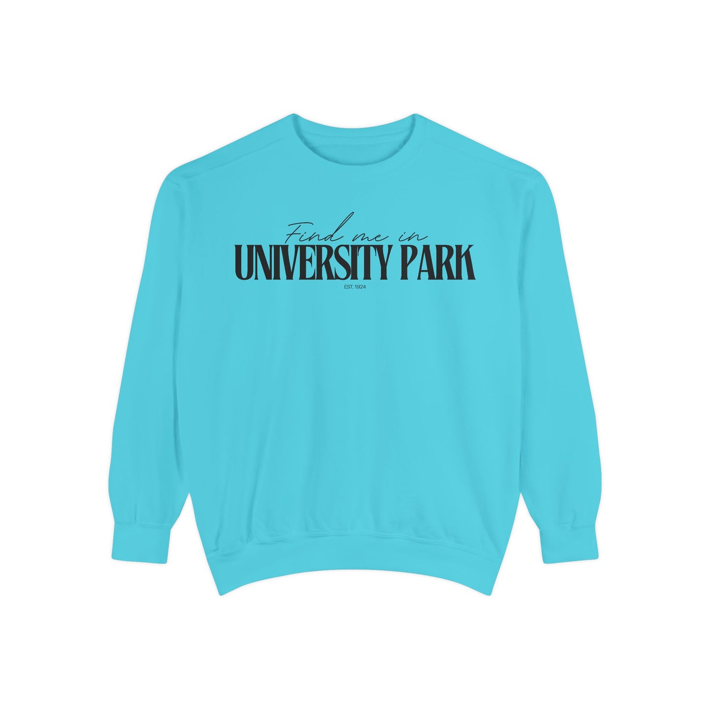 University Park Cozy Sweatshirt, Unisex Garment-Dyed Crew, Casual Wear, Gift for Friends, Fall Fashion, Lounge Style