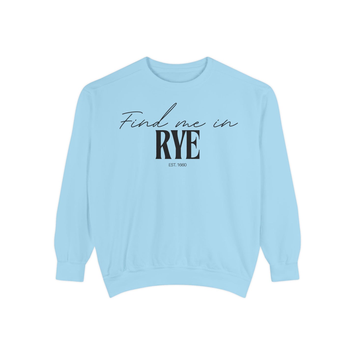 Rye Cozy Sweatshirt, Unisex Garment-Dyed Crew, Casual Wear, Gift for Friends, Fall Fashion, Lounge Style