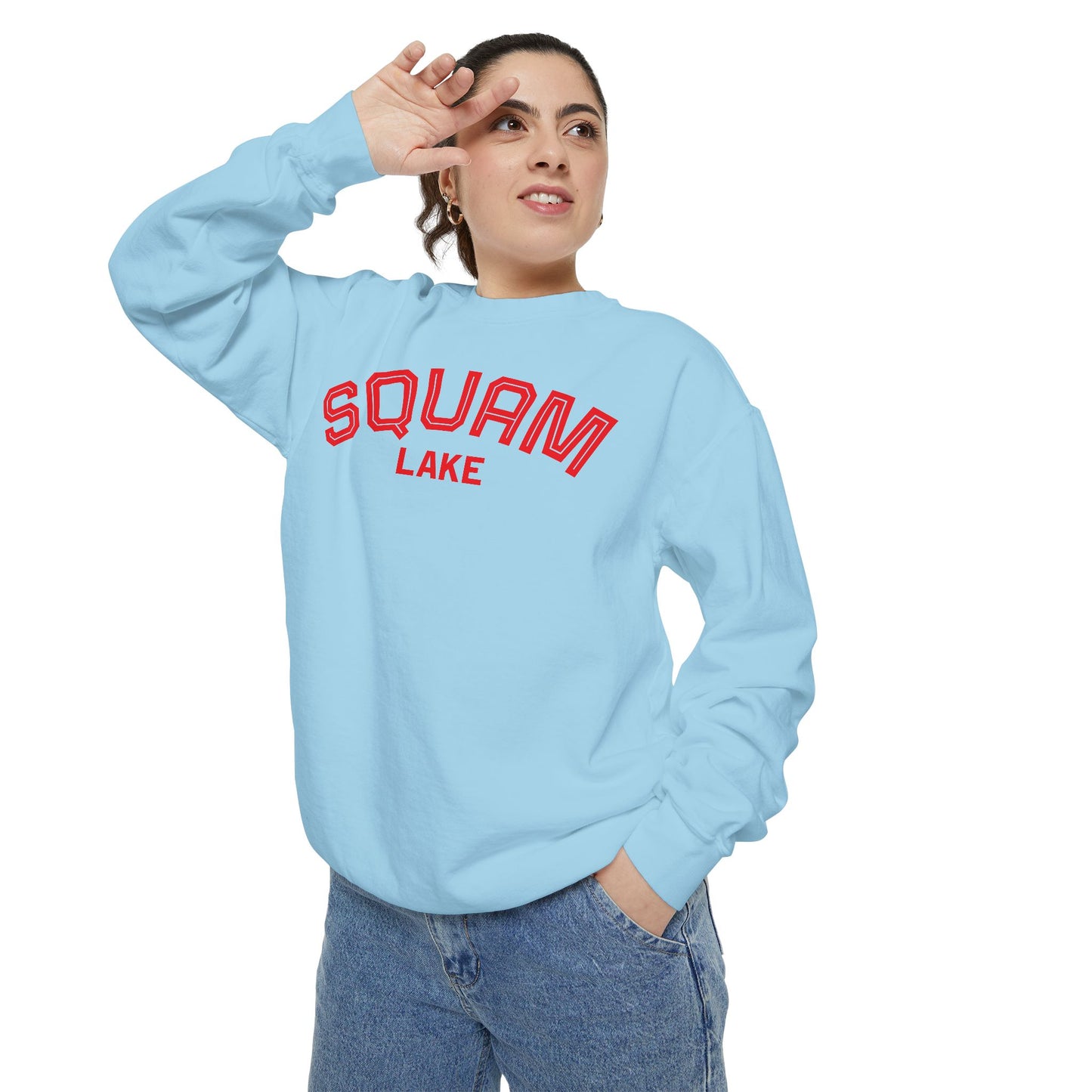 Squam Lake Unisex Garment-Dyed Sweatshirt, Cozy Casual Wear, Perfect for Lakeside Gatherings, Great for Fall, Gift for Nature Lovers
