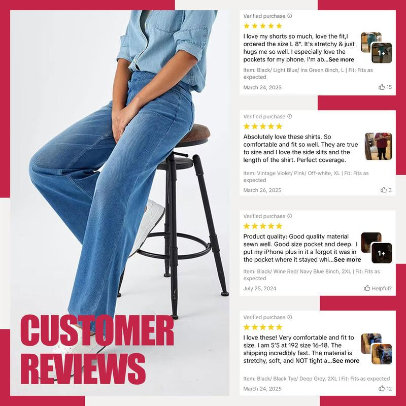 SHOWITTY Women'S Wide-Leg High Waisted Straight Leg Jeans with Pockets – Stretchy Denim Pants
