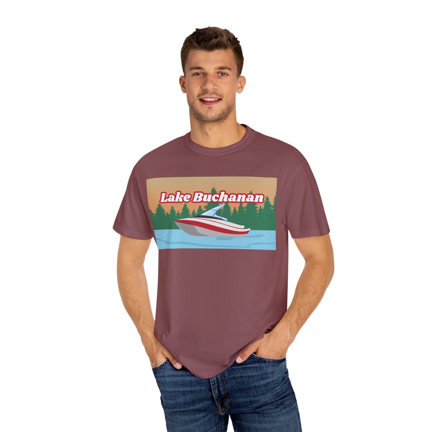 Lake Buchanan Relaxed Unisex T-Shirt, Summer Vibes Tee, Outdoor Adventure Shirt, Lake Life Apparel, Gift for Nature Lovers, Vacation Wear