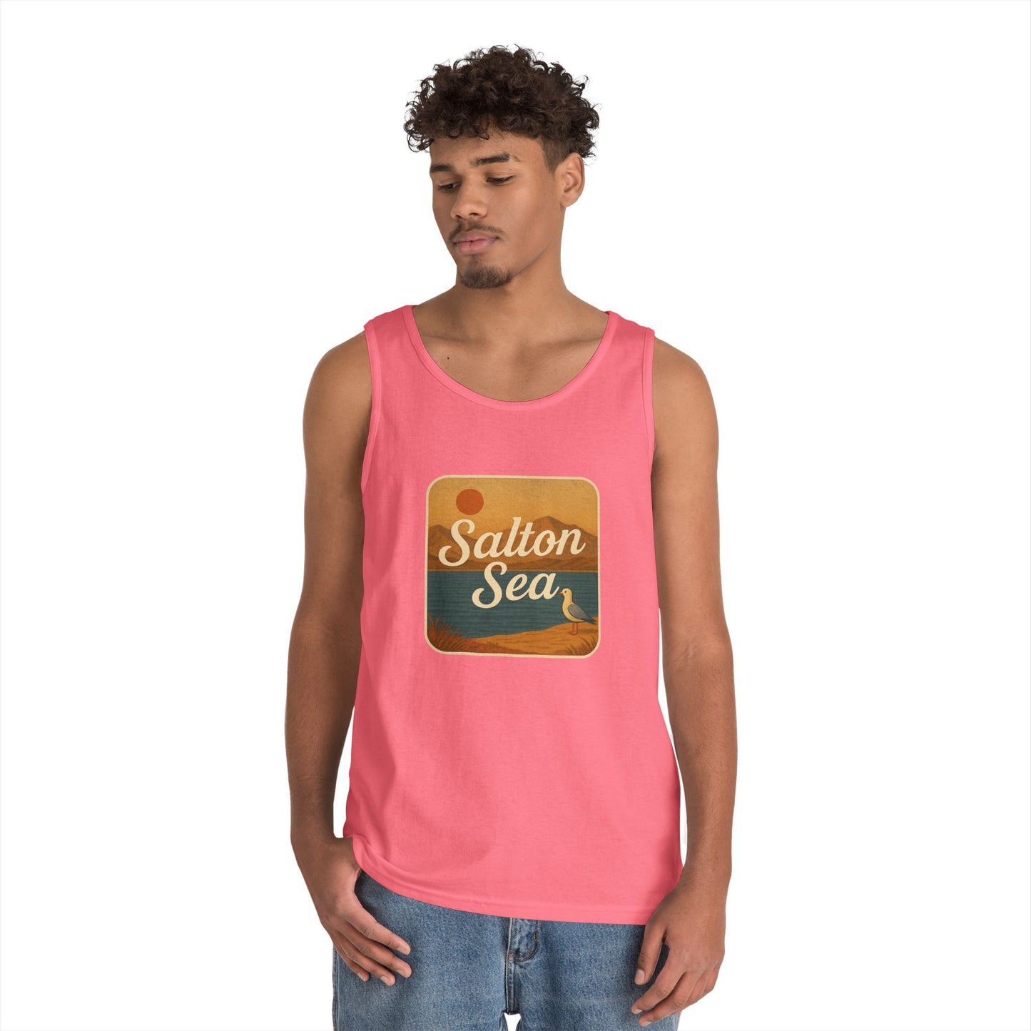 Salton Sea Vintage Unisex Heavy Cotton Tank Top, Summer Shirt, Lake Apparel, Outdoor Activity, Gift for Nature Lovers