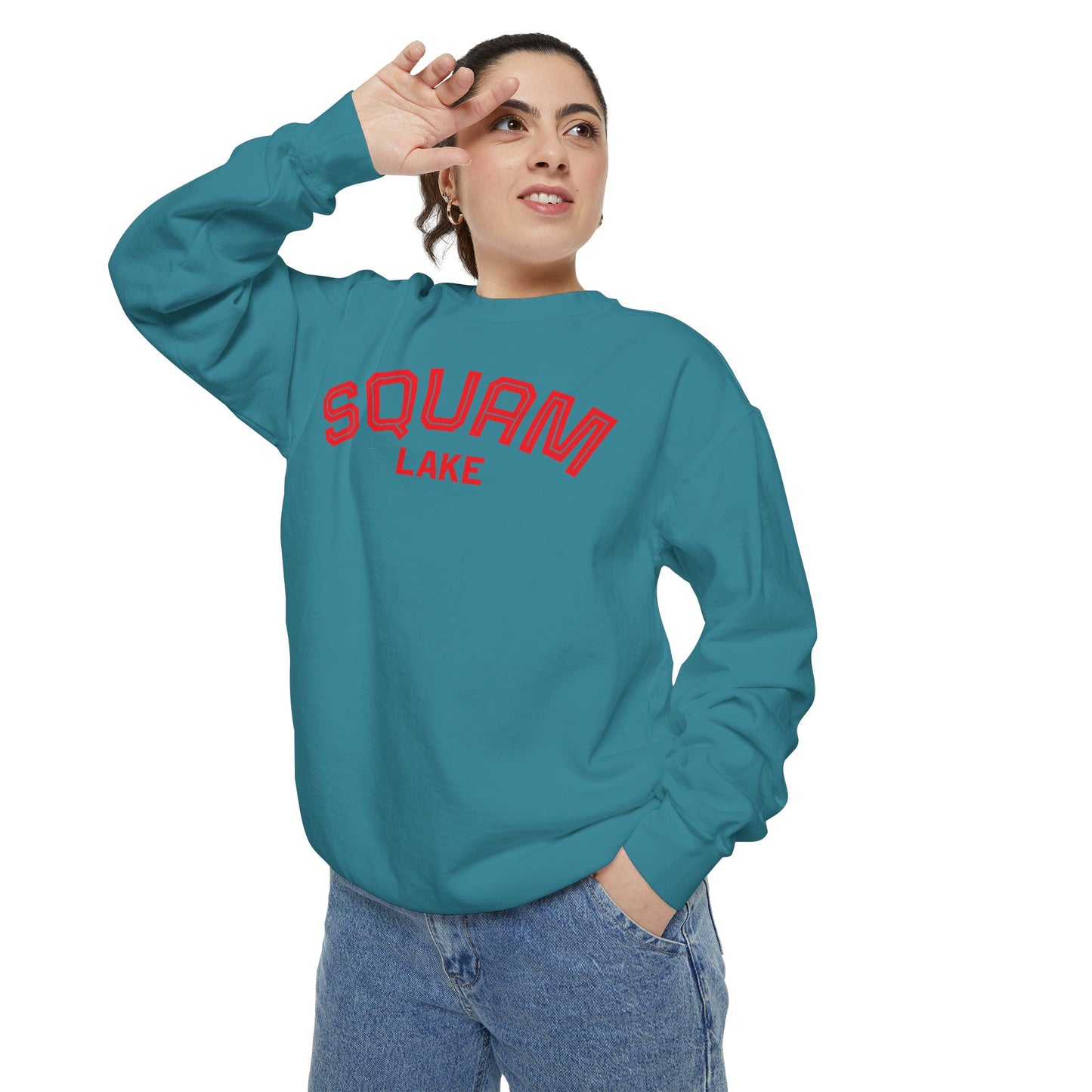 Squam Lake Unisex Garment-Dyed Sweatshirt, Cozy Casual Wear, Perfect for Lakeside Gatherings, Great for Fall, Gift for Nature Lovers