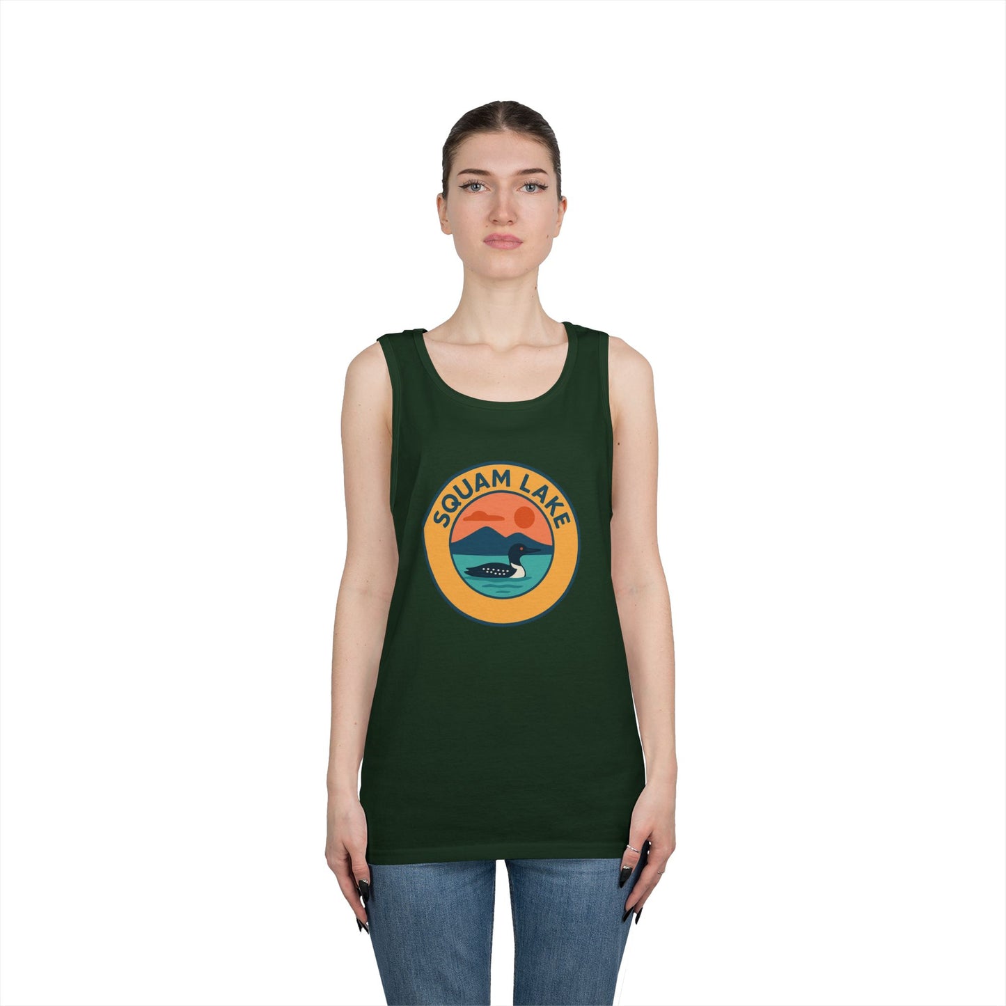 Squam Lake Vintage Unisex Heavy Cotton Tank Top, Summer Shirt, Lake Apparel, Outdoor Activity, Gift for Nature Lovers
