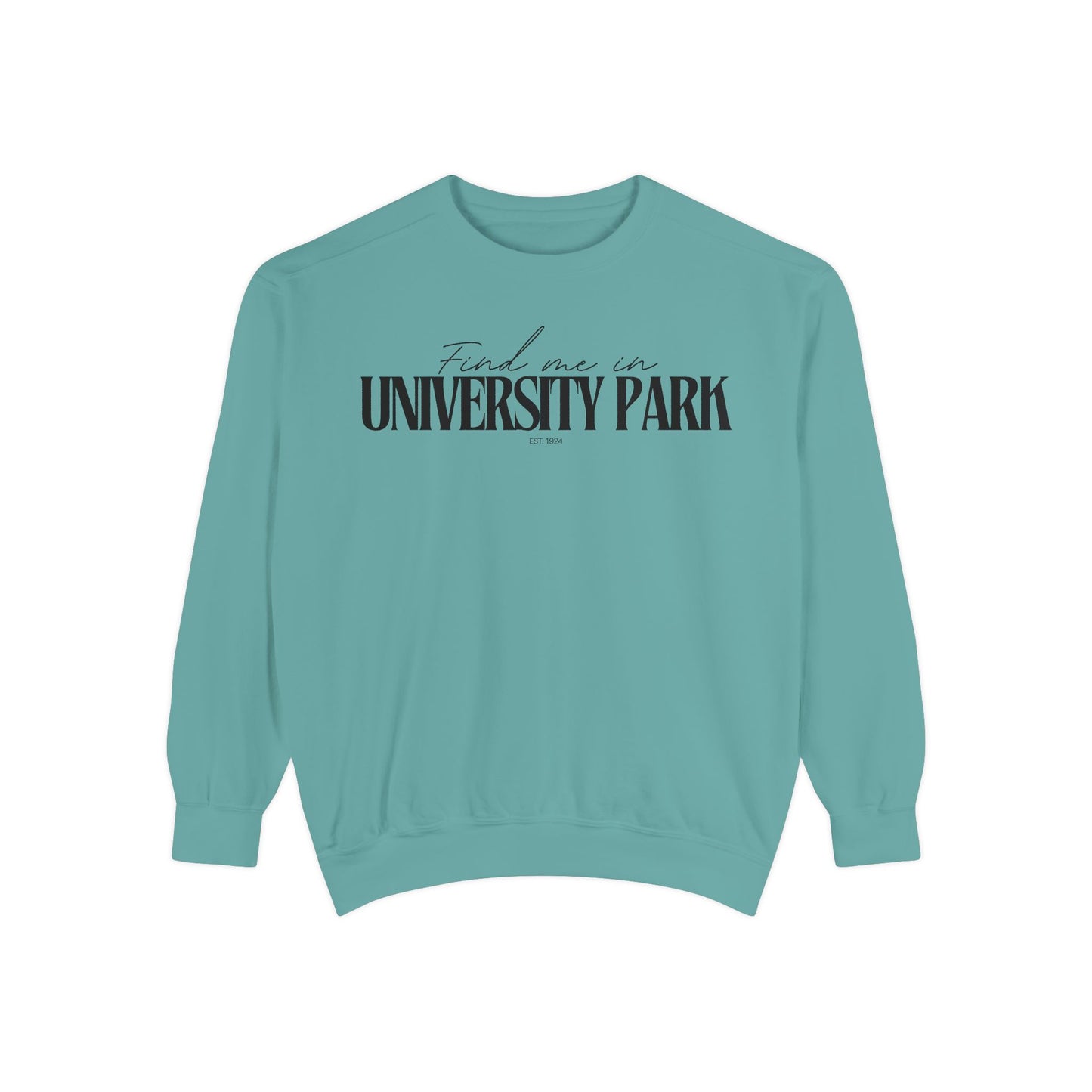 University Park Cozy Sweatshirt, Unisex Garment-Dyed Crew, Casual Wear, Gift for Friends, Fall Fashion, Lounge Style