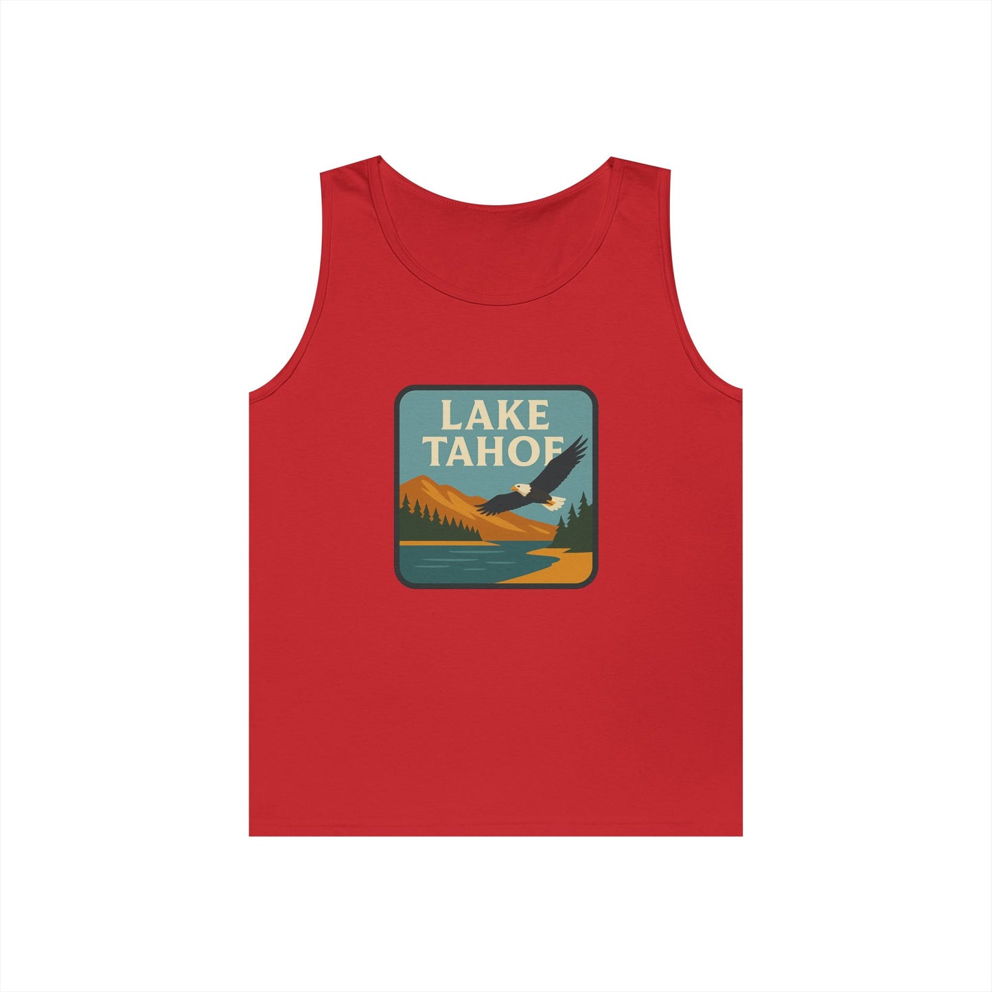 Lake Tahoe Vintage Unisex Heavy Cotton Tank Top, Summer Shirt, Lake Apparel, Outdoor Activity, Gift for Nature Lovers