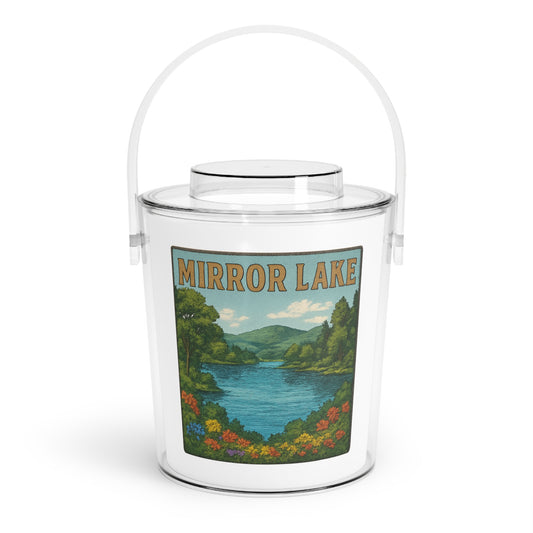 Mirror Lake Charming Lake House Ice Bucket with Tongs, Summer Party Essential, Outdoor Gatherings, Vintage Lake Decor, Unique Gifts for Hosts