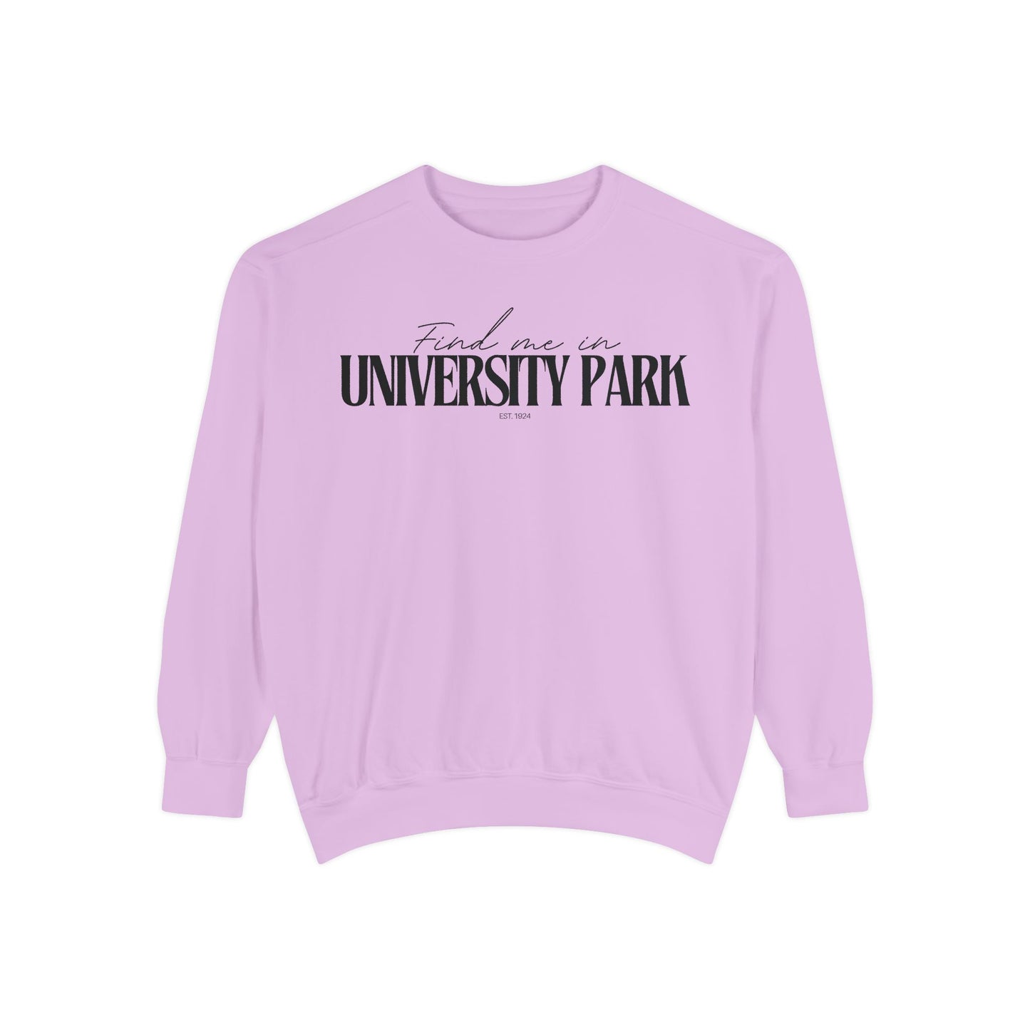 University Park Cozy Sweatshirt, Unisex Garment-Dyed Crew, Casual Wear, Gift for Friends, Fall Fashion, Lounge Style