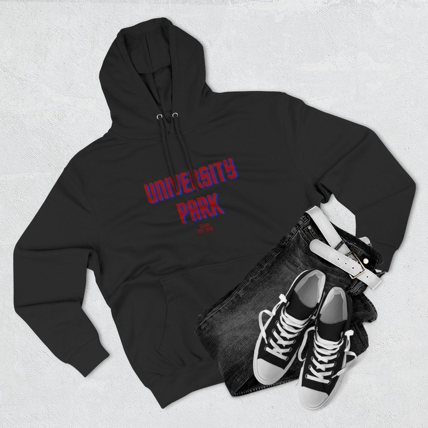 University Park Fleece Hoodie, Casual Sweatshirt, Cozy Layering Piece, Perfect Gift for All Occasions, Stylish Streetwear