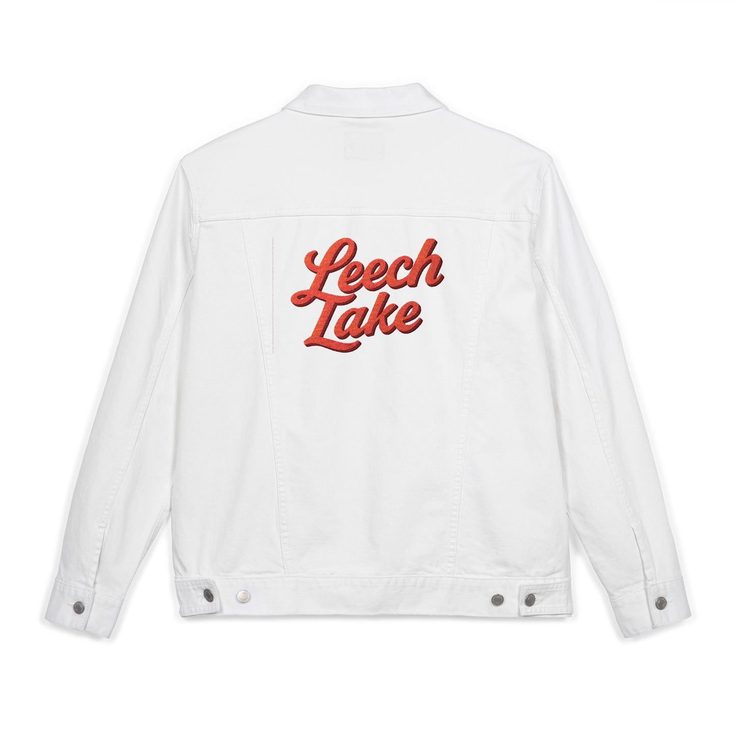 Leech Lake Unisex Embroidered Denim Jacket - Trendy Fall Fashion, Casual Layering, Everyday Wear, Stylish Gift, Unique Statement Piece
