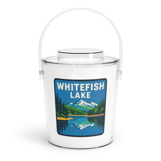 Whitefish Lake Charming Lake House Ice Bucket with Tongs, Summer Party Essential, Outdoor Gatherings, Vintage Lake Decor, Unique Gifts for Hosts