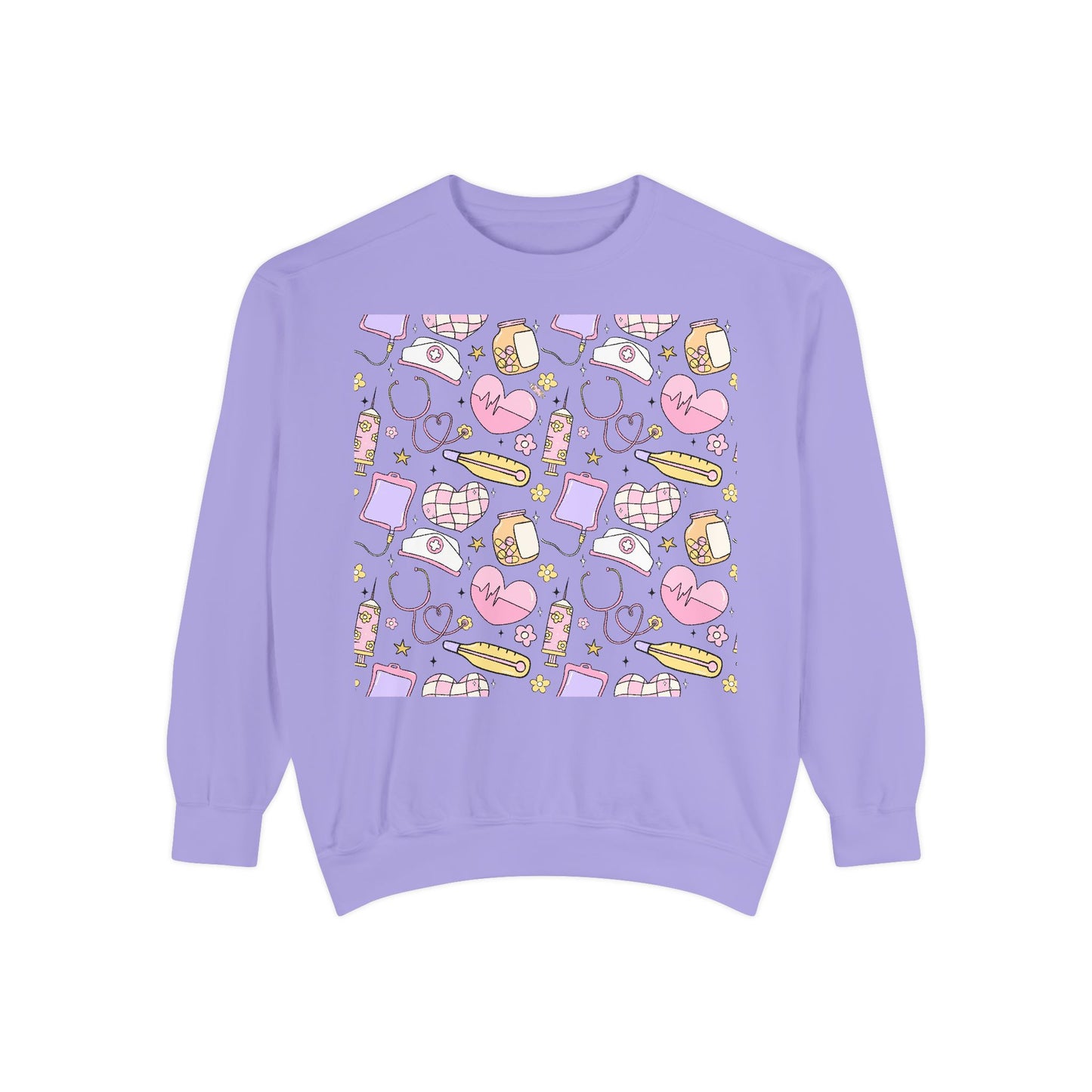 Nurse Cute Patterned Unisex Sweatshirt - Cozy Gift for Her, Trendy Casual Wear, Perfect for Fall, Spring, Birthdays, Love, Friendship