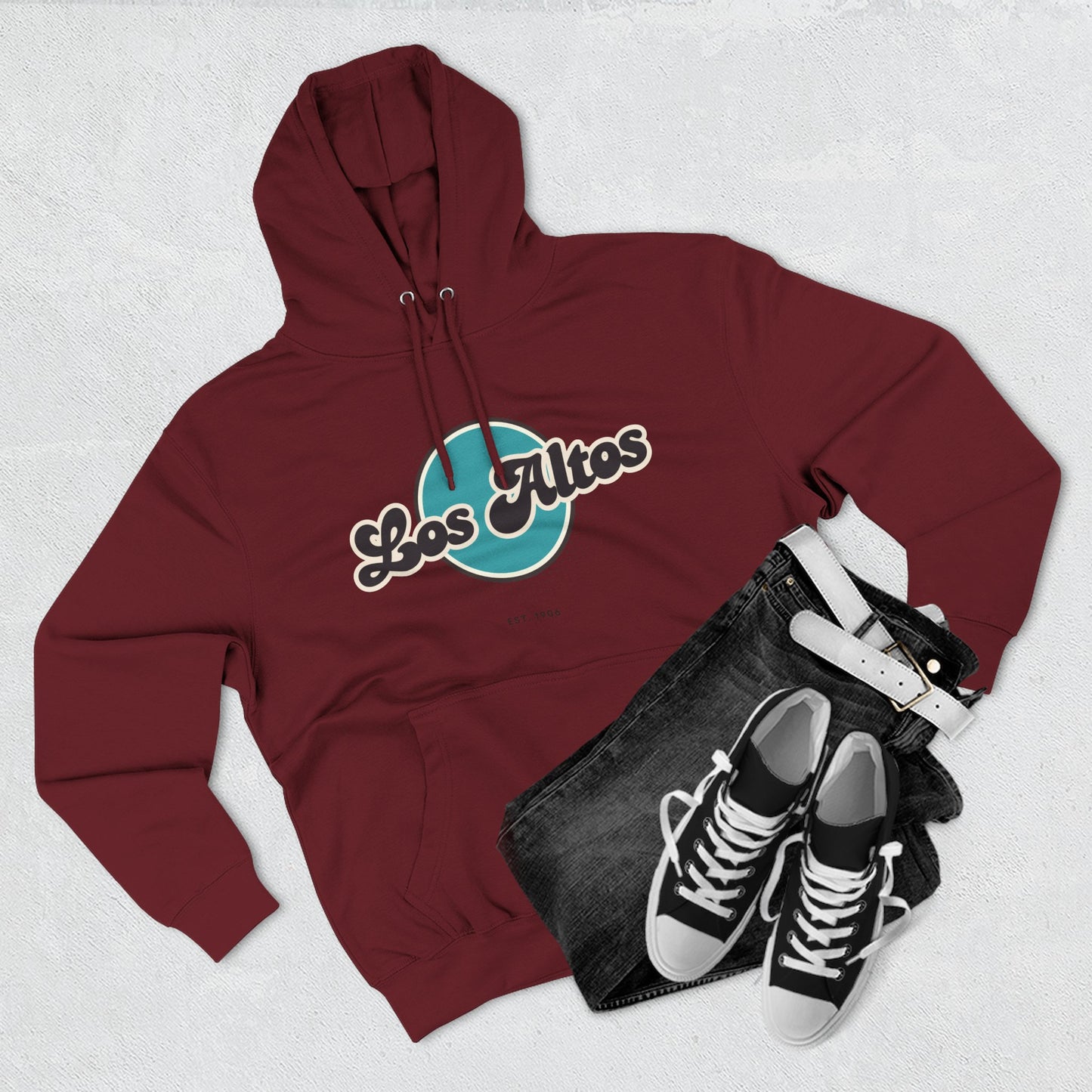 Los Altos Retro Vibe Hoodie for Casual Days, Streetwear, Unisex Gift, Cozy Layering Apparel