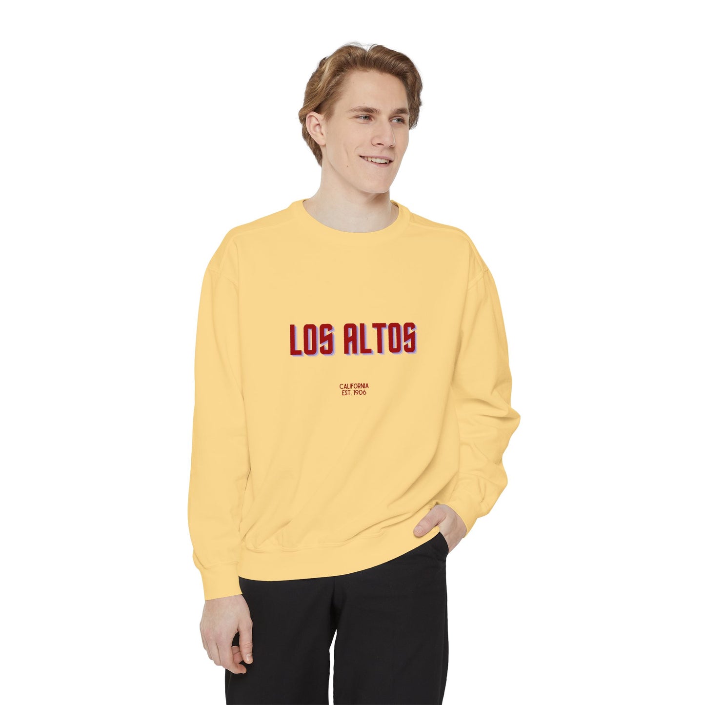 Los Altos Unisex Garment-Dyed Sweatshirt | Cozy Fashion, Perfect for Casual Outings, Gifts, Fall & Winter Style, Everyday Comfort