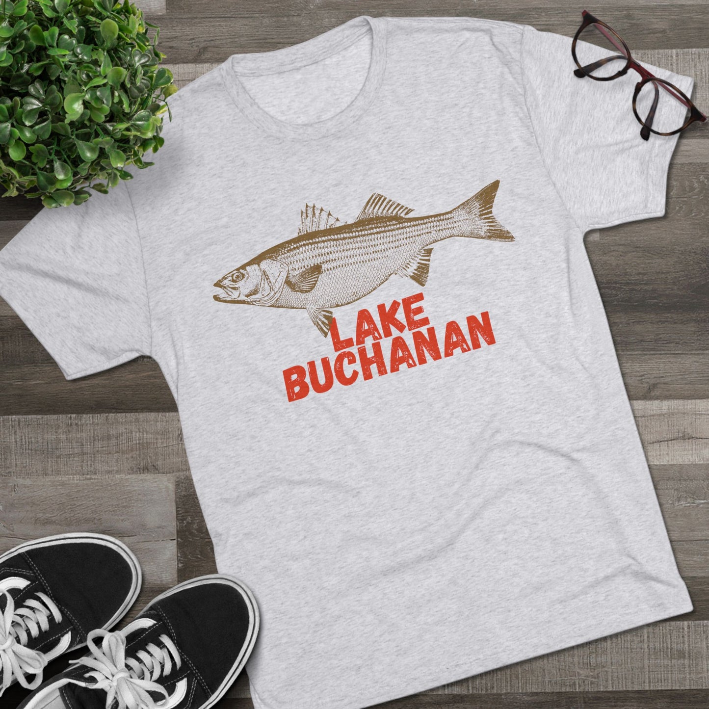 Lake Buchanan Fishing Tee, Unisex Crew Neck Shirt, Summer Lake Apparel, Gift for Fishermen, Outdoor Adventure T-Shirt, Lake House Style