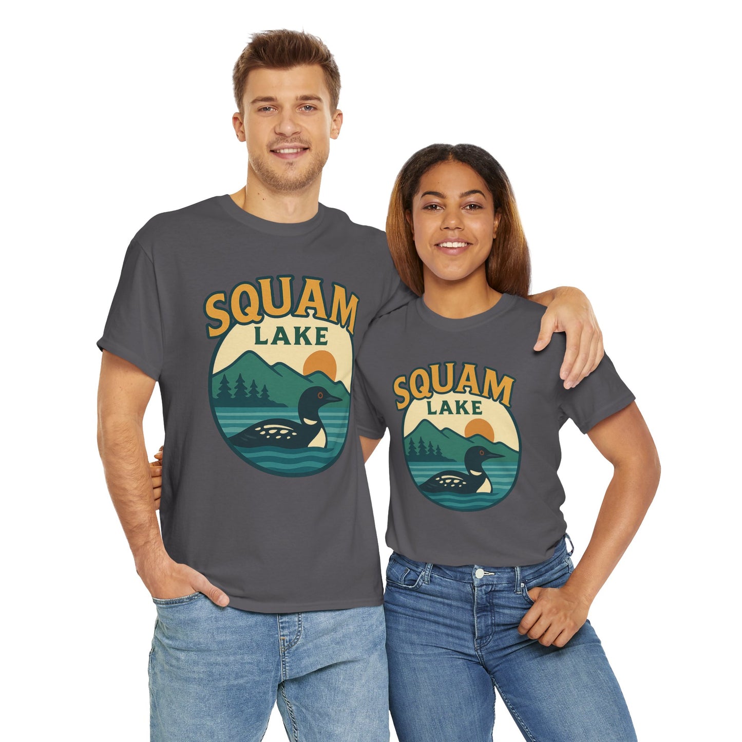 Squam Lake Graphic Tee | Unisex Heavy Cotton T-Shirt, Nature Lover Gift, Lake Adventure Shirt, Outdoor Apparel, Vintage Lake Design