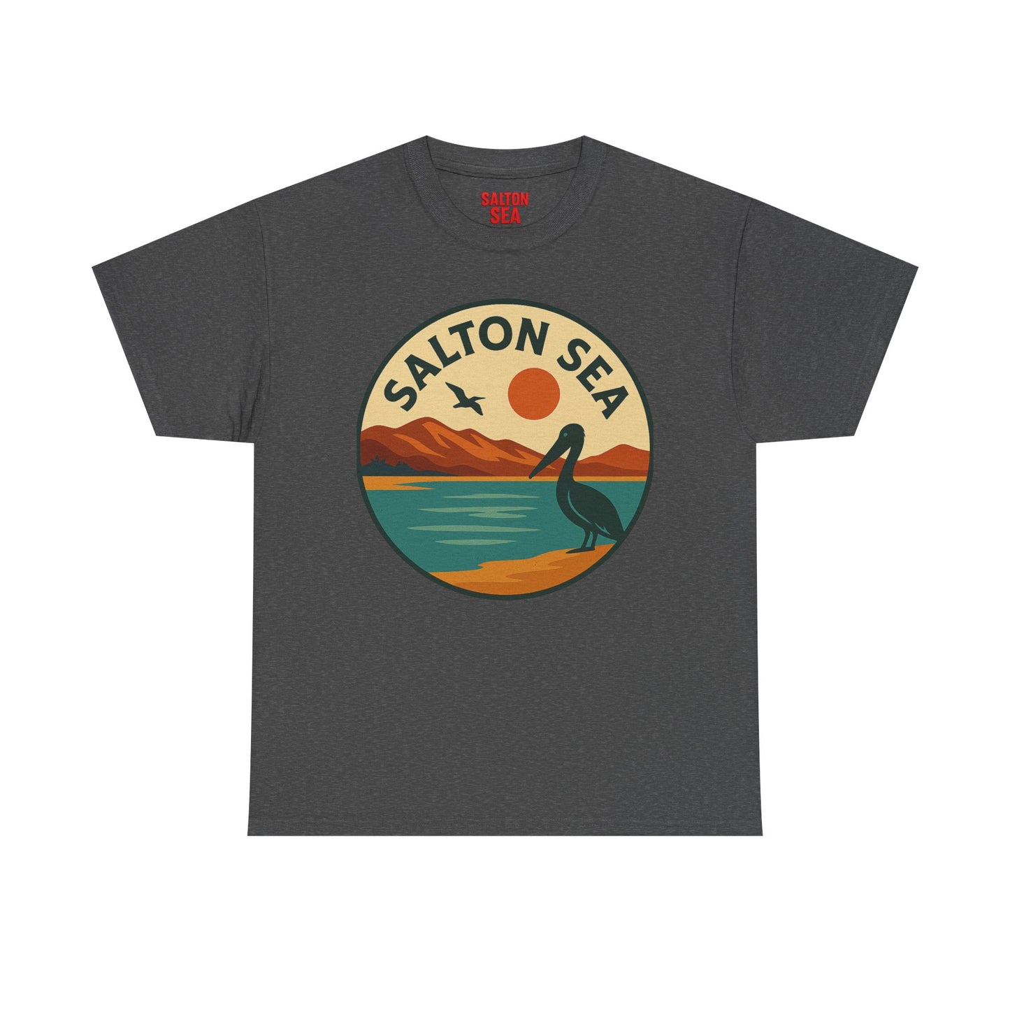 Salton Sea Graphic Tee | Unisex Heavy Cotton T-Shirt, Nature Lover Gift, Lake Adventure Shirt, Outdoor Apparel, Vintage Lake Design