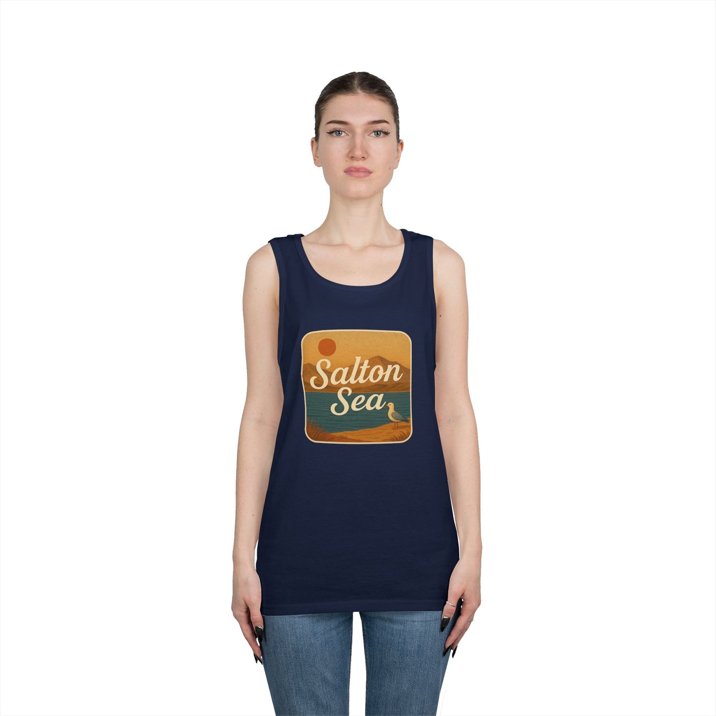 Salton Sea Vintage Unisex Heavy Cotton Tank Top, Summer Shirt, Lake Apparel, Outdoor Activity, Gift for Nature Lovers