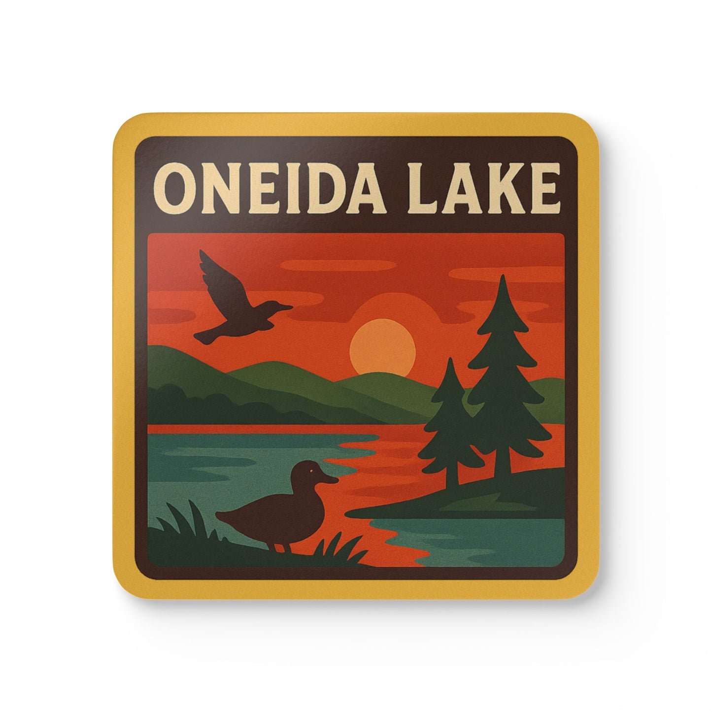 Oneida Lake Rustic Cork Coaster Set, Nature Decor, Coasters, Cabin Decor, Gift for Homeowners, Scenic Coasters