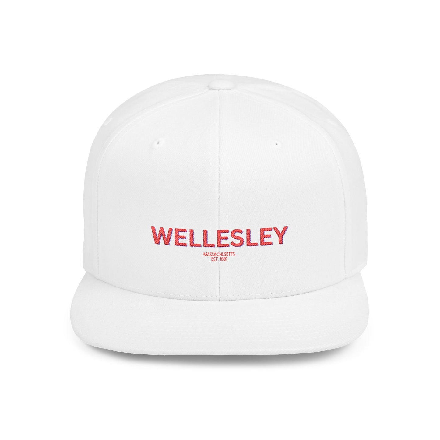 Wellesley Stylish Flat Bill Snapback Hat with Design, Perfect for Casual Outings, Streetwear, Gifts, Festivals, Everyday Wear