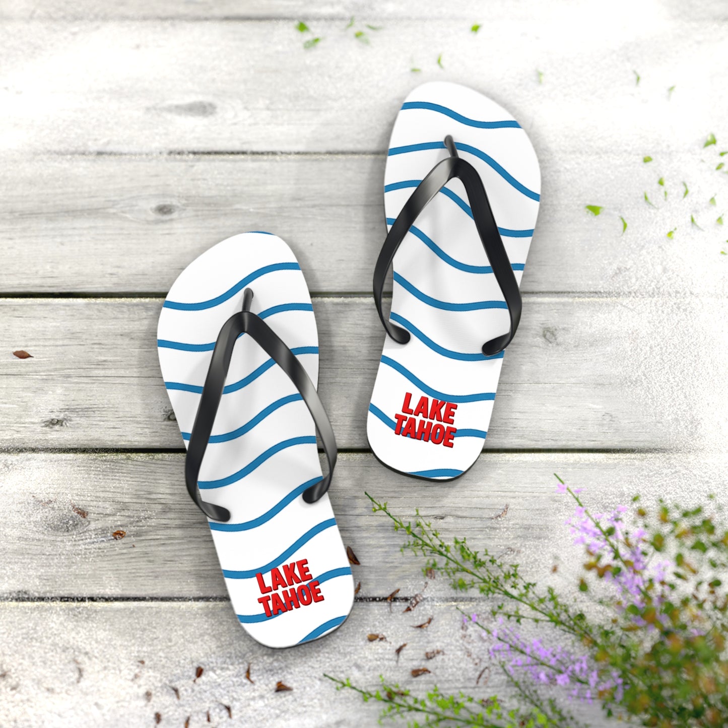 Lake Tahoe Beachy Vibes Flip Flops - Summer Sandals, Poolside Footwear, Vacation Essentials, Casual Summer Shoes, Beach Accessories