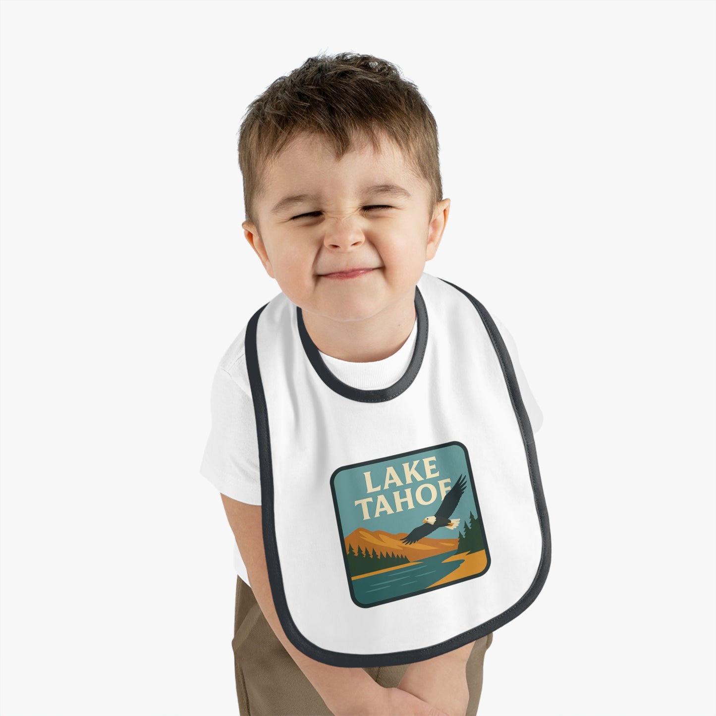 Lake Tahoe Baby Contrast Trim Jersey Bib