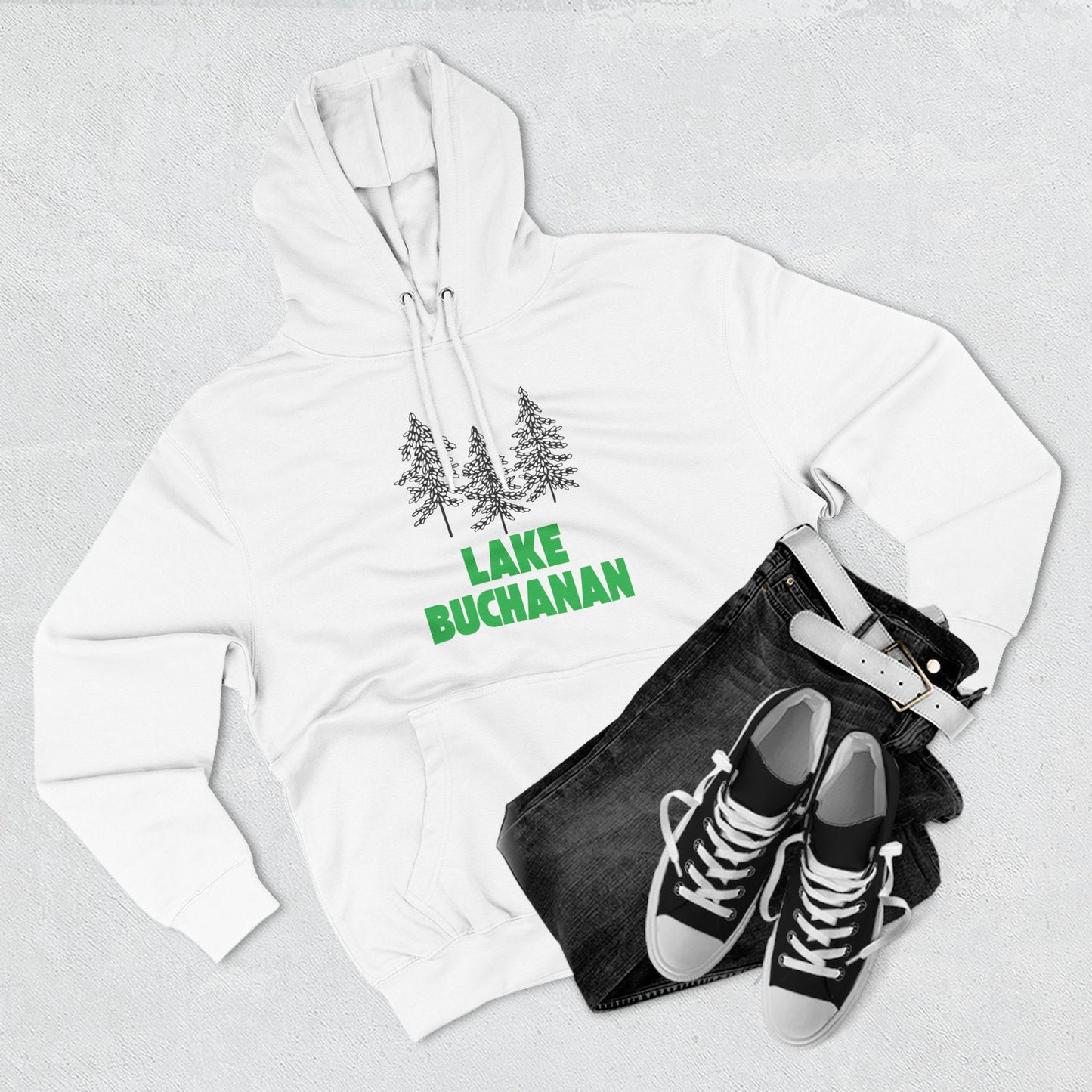 Lake Buchanan Fleece Hoodie, Cozy Sweatshirt, Outdoor Adventure Wear, Unique Gift for Lake Lovers, Perfect for Fall and Winter
