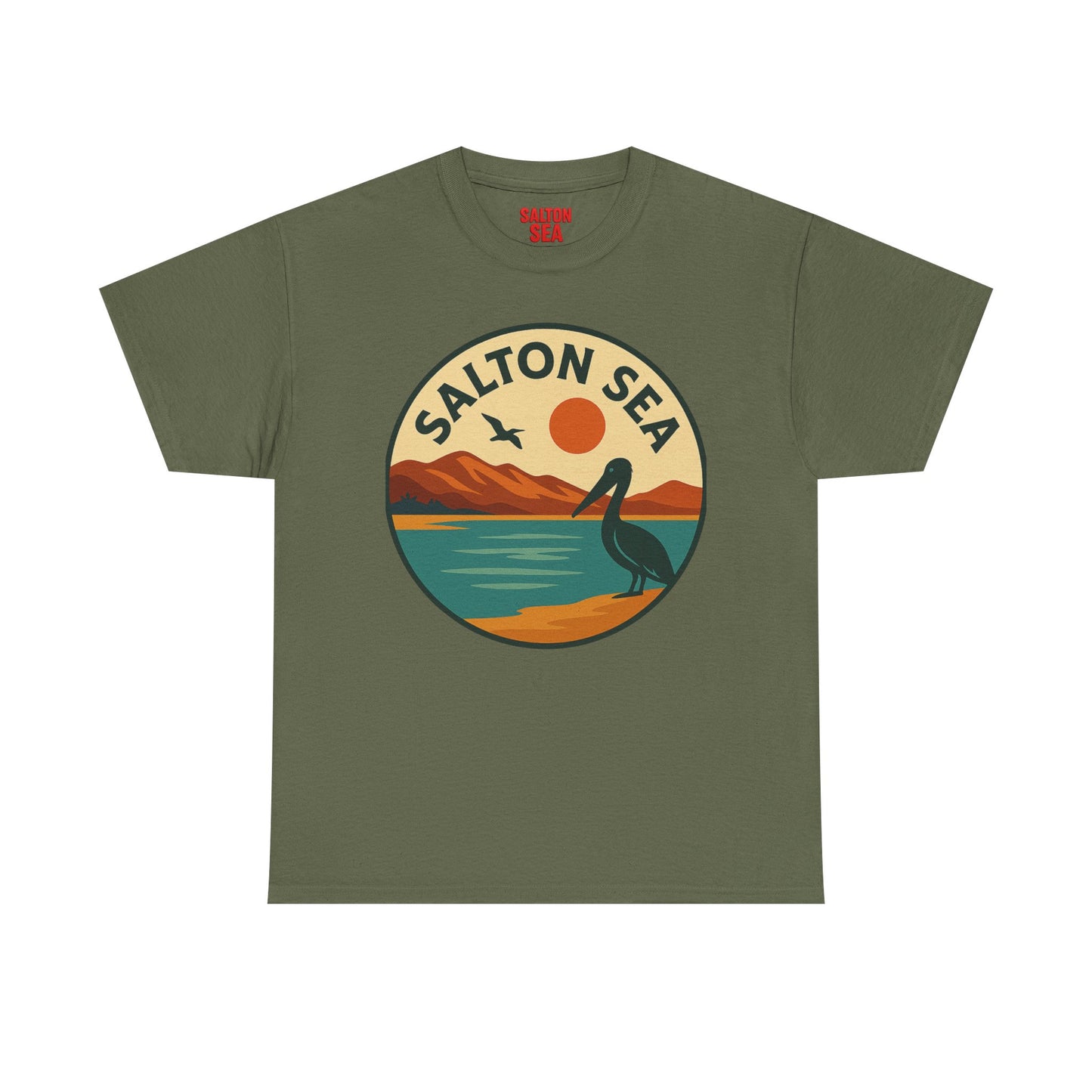 Salton Sea Graphic Tee | Unisex Heavy Cotton T-Shirt, Nature Lover Gift, Lake Adventure Shirt, Outdoor Apparel, Vintage Lake Design
