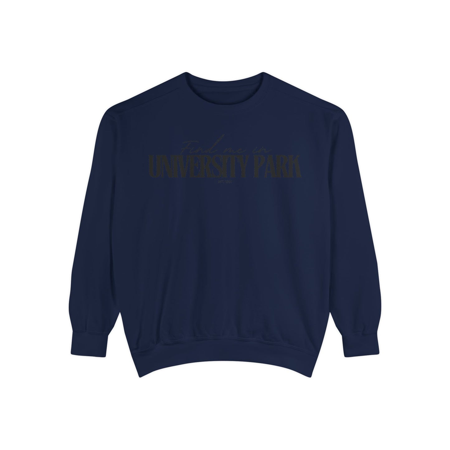 University Park Cozy Sweatshirt, Unisex Garment-Dyed Crew, Casual Wear, Gift for Friends, Fall Fashion, Lounge Style