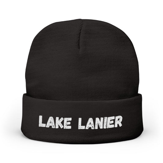 Lake Lanier Cozy Embroidered Knit Beanie, Winter Hat, Lake Lanier Merchandise, Warm Knit Hat, Gift for Her, Outdoor Beanie