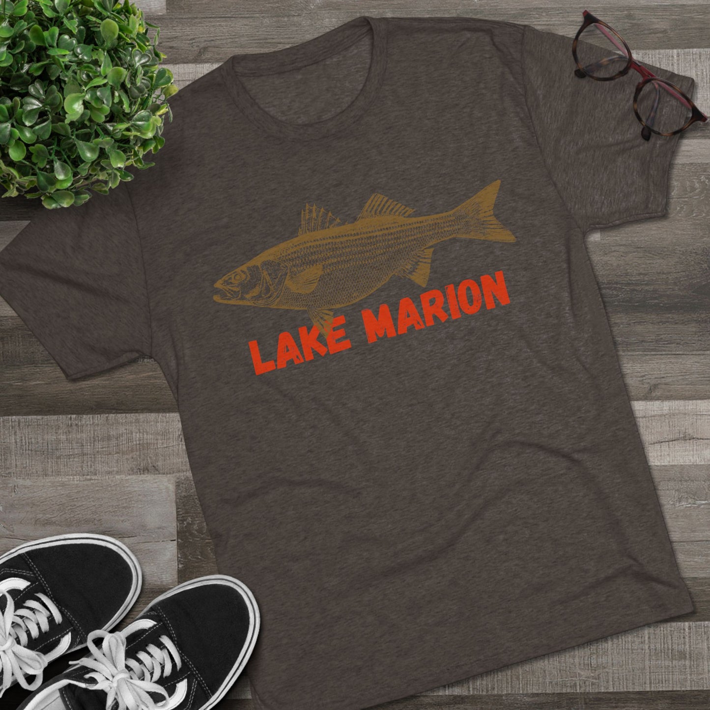 Lake Marion Fishing Tee, Unisex Crew Neck Shirt, Summer Lake Apparel, Gift for Fishermen, Outdoor Adventure T-Shirt, Lake House Style