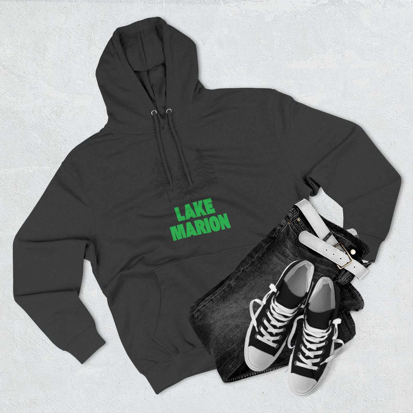 Lake Marion Fleece Hoodie, Cozy Sweatshirt, Outdoor Adventure Wear, Unique Gift for Lake Lovers, Perfect for Fall and Winter