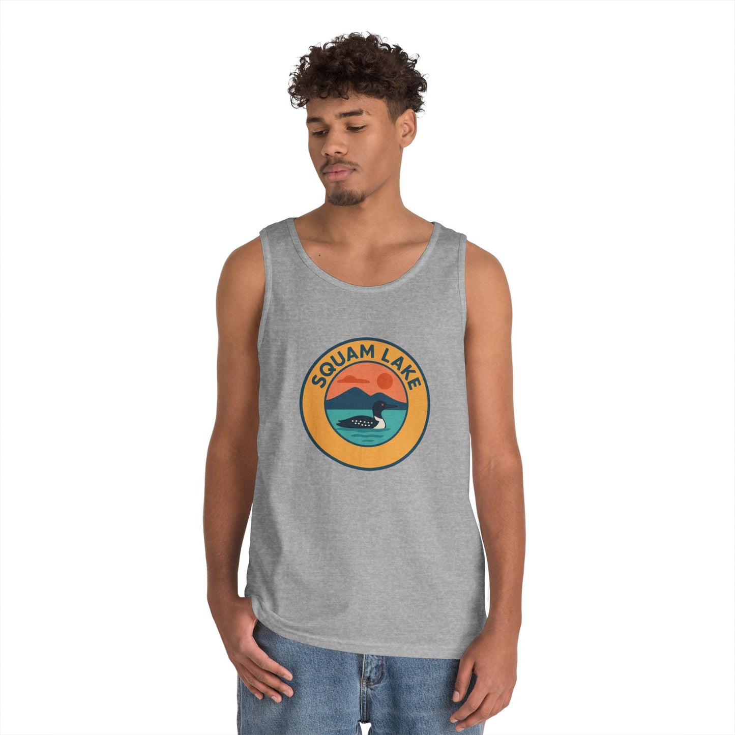 Squam Lake Vintage Unisex Heavy Cotton Tank Top, Summer Shirt, Lake Apparel, Outdoor Activity, Gift for Nature Lovers