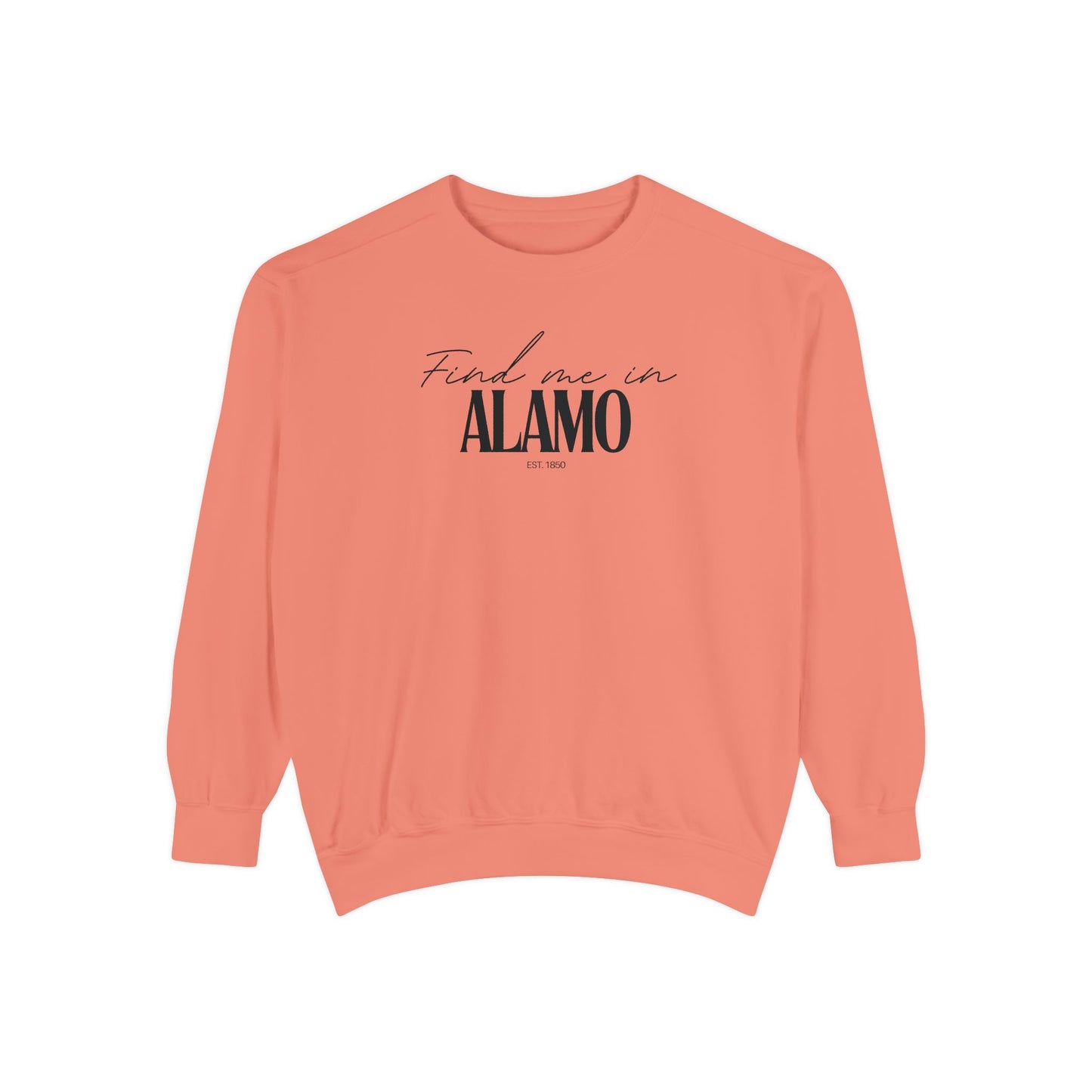 Alamo Cozy Sweatshirt, Unisex Garment-Dyed Crew, Casual Wear, Gift for Friends, Fall Fashion, Lounge Style