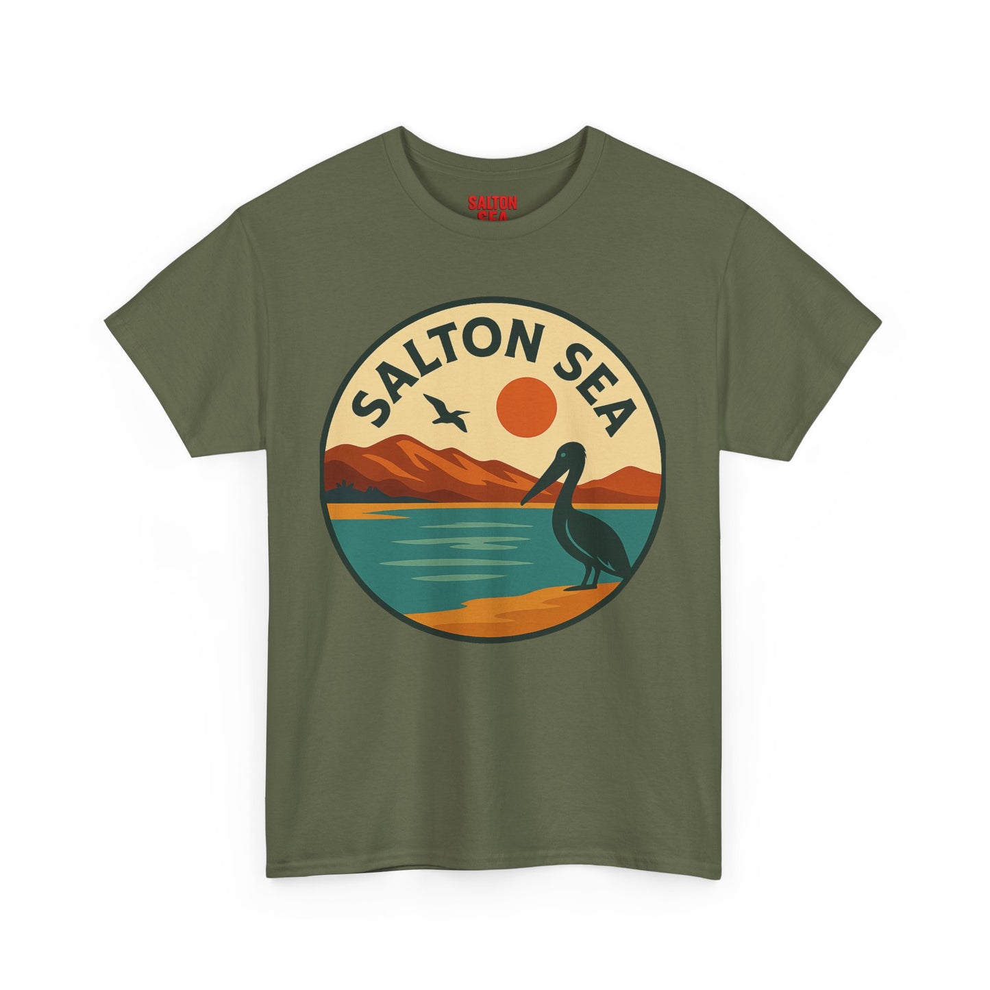Salton Sea Graphic Tee | Unisex Heavy Cotton T-Shirt, Nature Lover Gift, Lake Adventure Shirt, Outdoor Apparel, Vintage Lake Design