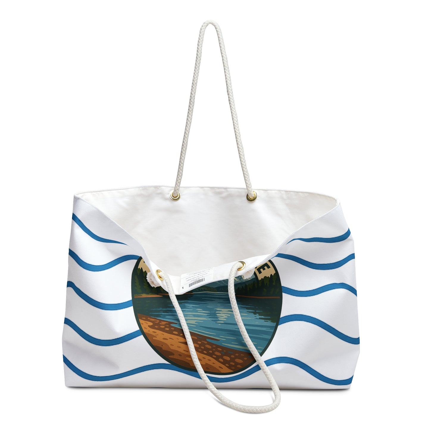 Whitefish Lake Weekender Bag White | Travel Tote, Beach Bag, Vacation Essentials, Escape Bag, Lake Life Carryall