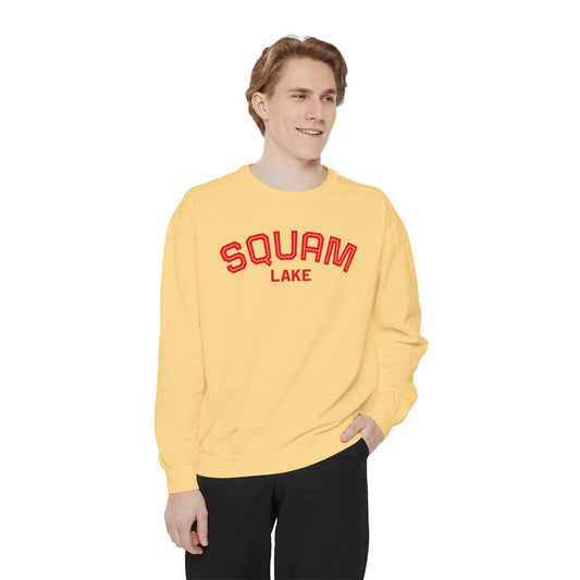 Squam Lake Unisex Garment-Dyed Sweatshirt, Cozy Casual Wear, Perfect for Lakeside Gatherings, Great for Fall, Gift for Nature Lovers