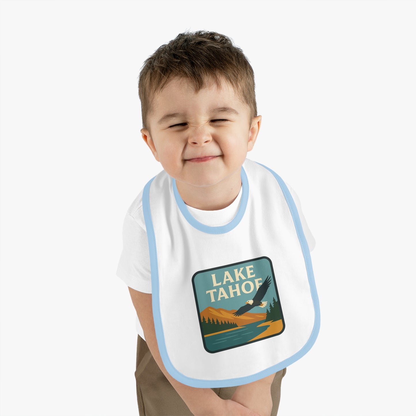 Lake Tahoe Baby Contrast Trim Jersey Bib