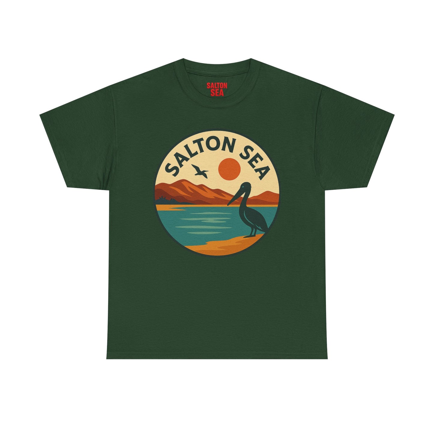 Salton Sea Graphic Tee | Unisex Heavy Cotton T-Shirt, Nature Lover Gift, Lake Adventure Shirt, Outdoor Apparel, Vintage Lake Design