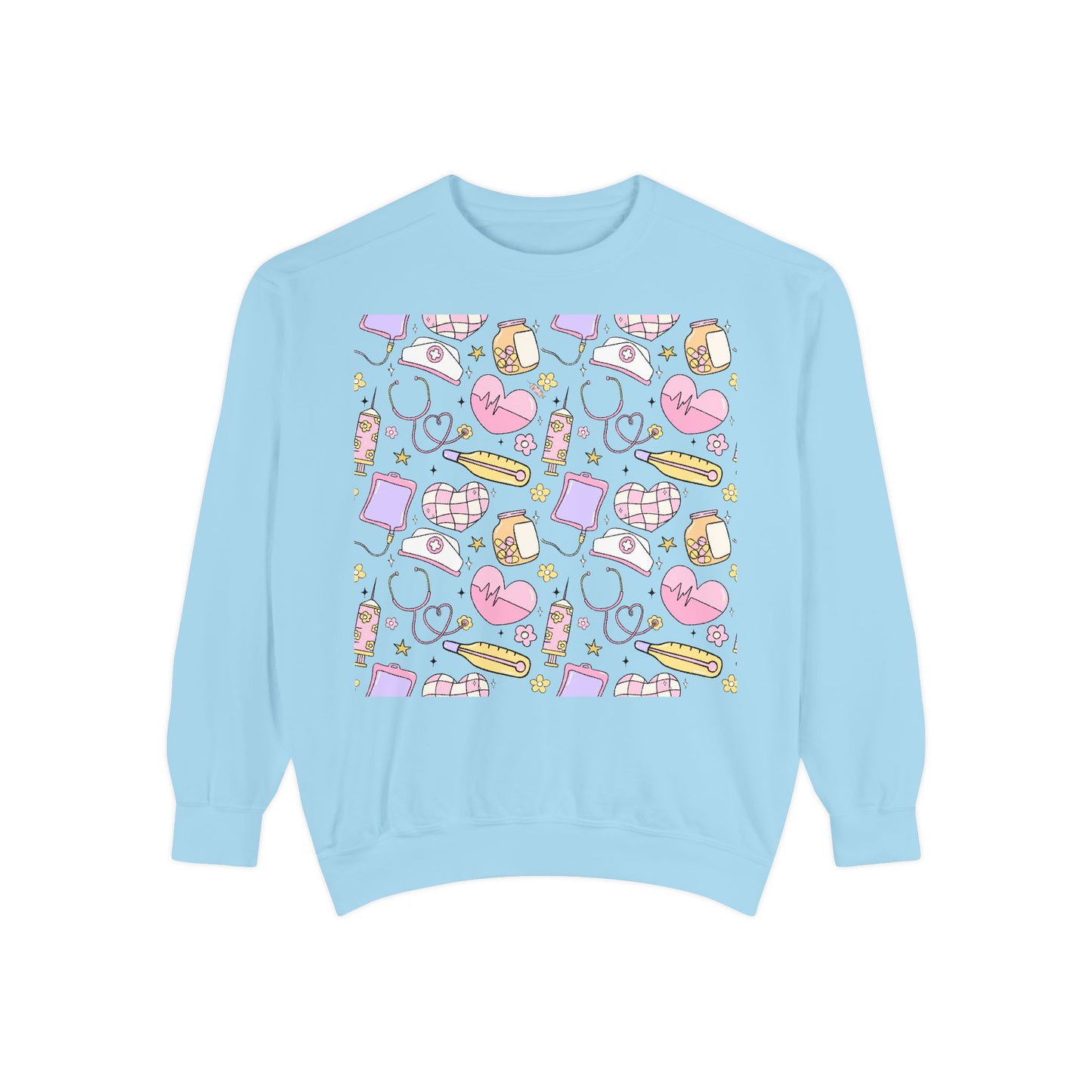 Nurse Cute Patterned Unisex Sweatshirt - Cozy Gift for Her, Trendy Casual Wear, Perfect for Fall, Spring, Birthdays, Love, Friendship