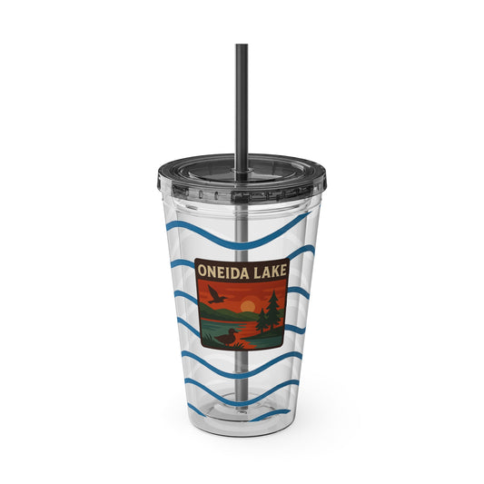 Oneida Lake Sunsplash Tumbler, 16oz Clear Drink Cup for Outdoor Adventures, Customizable Travel Mug, Perfect for Summer Fun, Eco-Friendly Beverage [...]