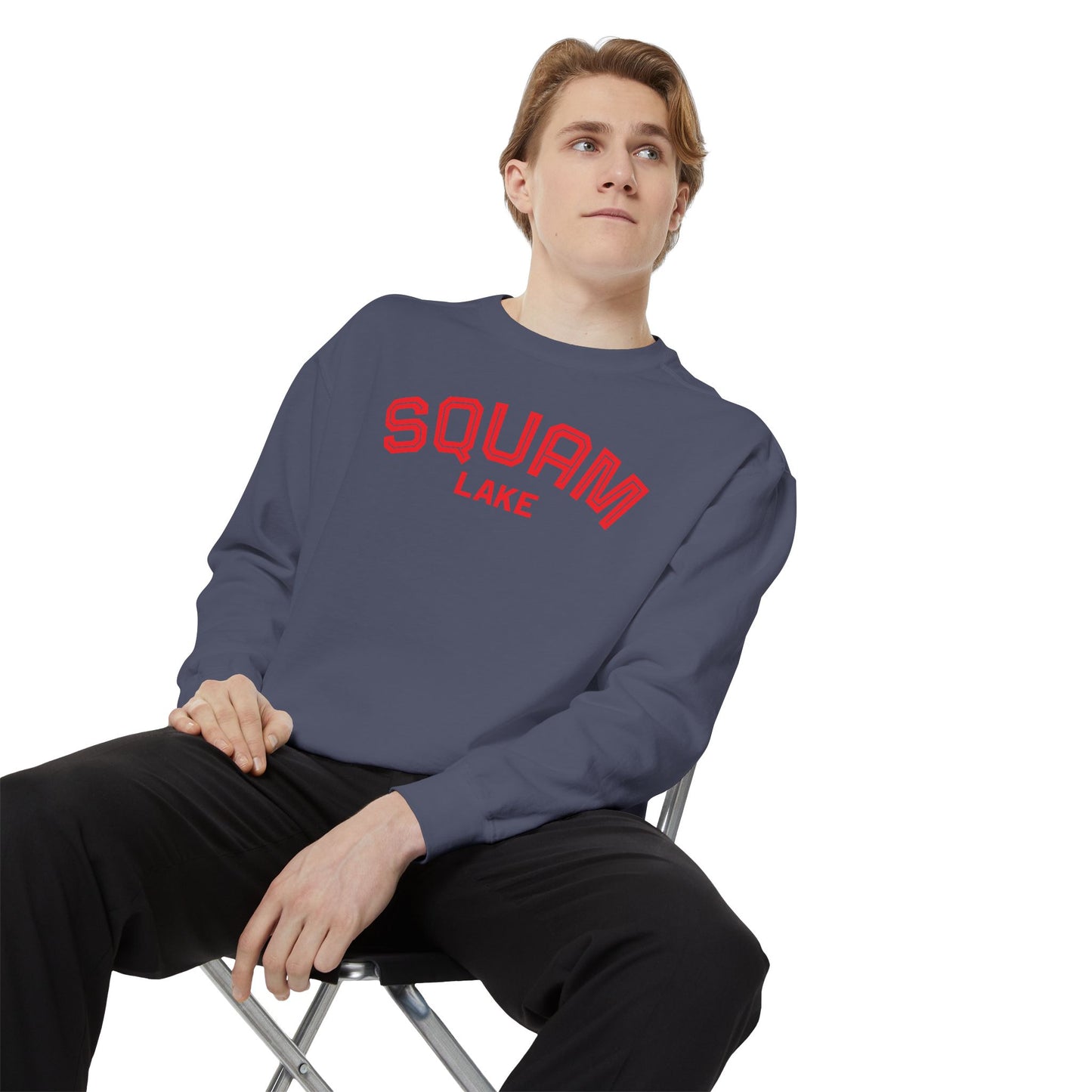 Squam Lake Unisex Garment-Dyed Sweatshirt, Cozy Casual Wear, Perfect for Lakeside Gatherings, Great for Fall, Gift for Nature Lovers