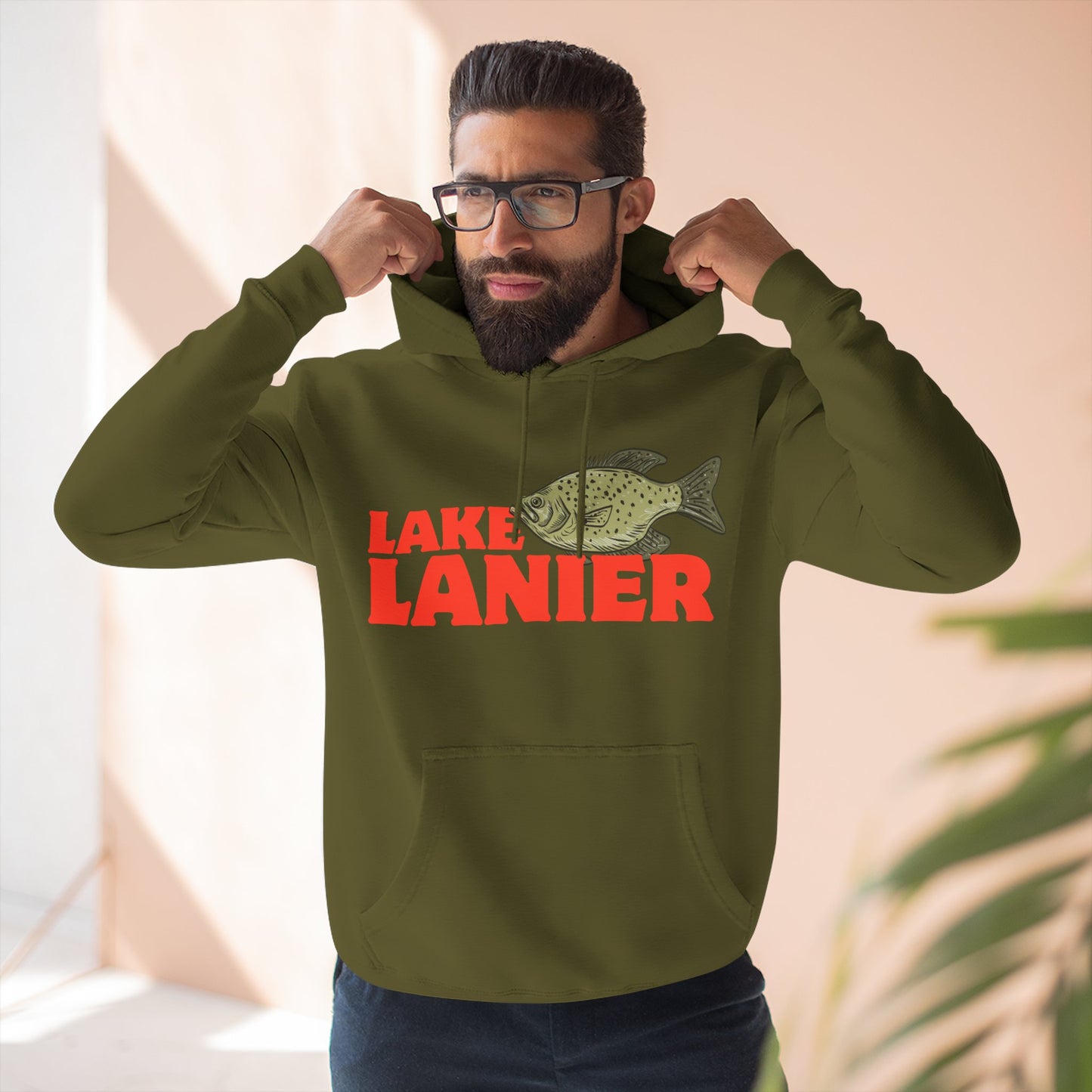 Lake Lanier Fleece Hoodie, Cozy Fishing Sweatshirt, Outdoor Adventure Wear, Unique Gift for Lake Lovers, Perfect for Fall and Winter