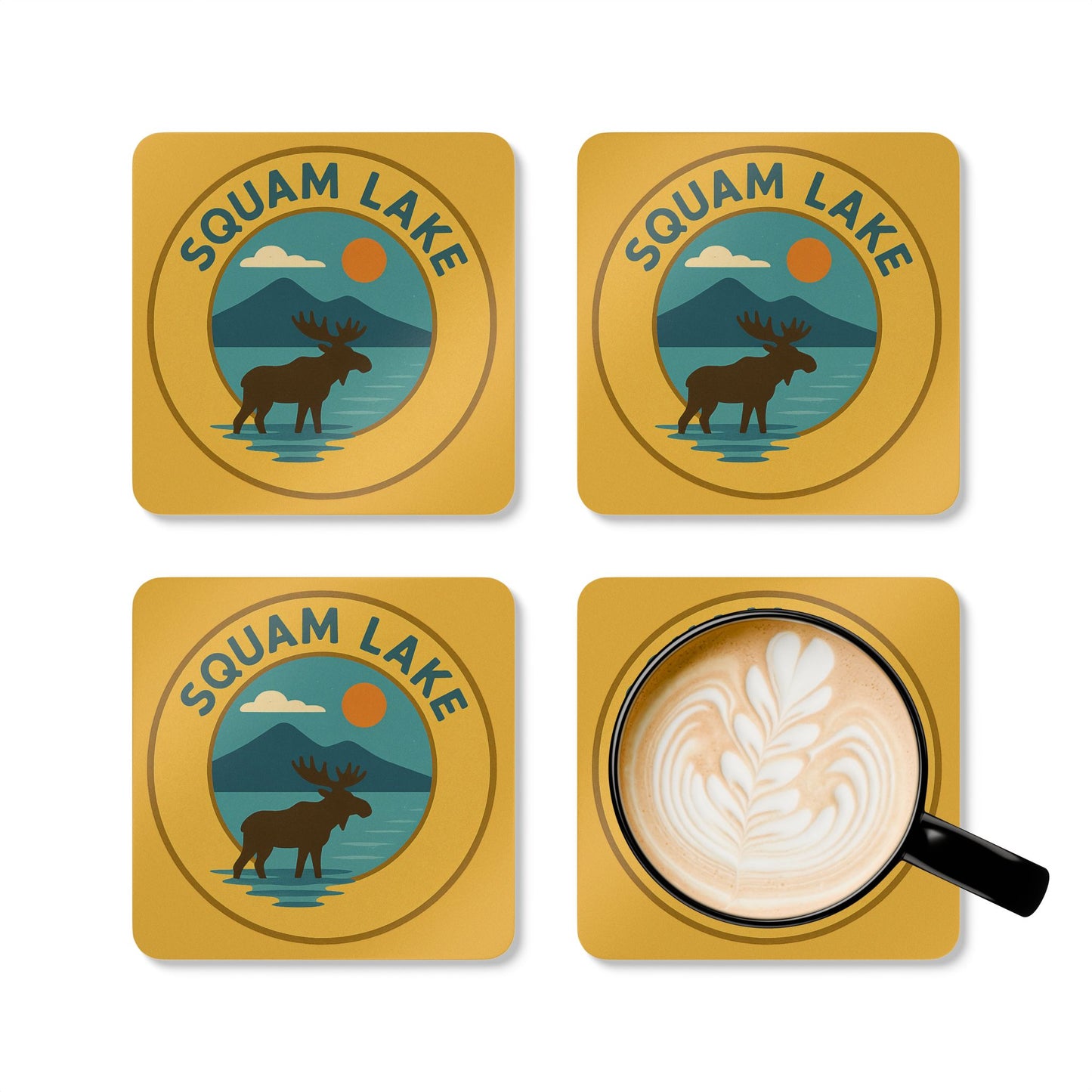 Rustic Cork Coaster Set, Nature Decor, Squam Lake Coasters, Cabin Decor, Gift for Homeowners, Scenic Coasters