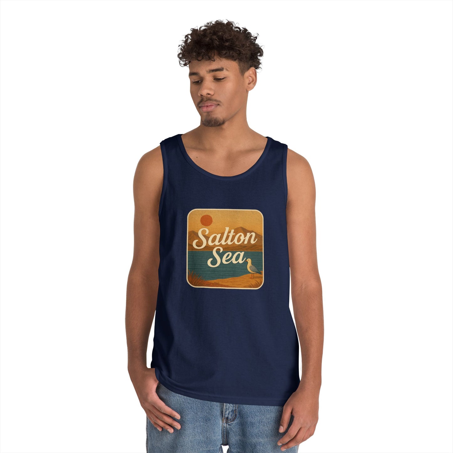Salton Sea Vintage Unisex Heavy Cotton Tank Top, Summer Shirt, Lake Apparel, Outdoor Activity, Gift for Nature Lovers