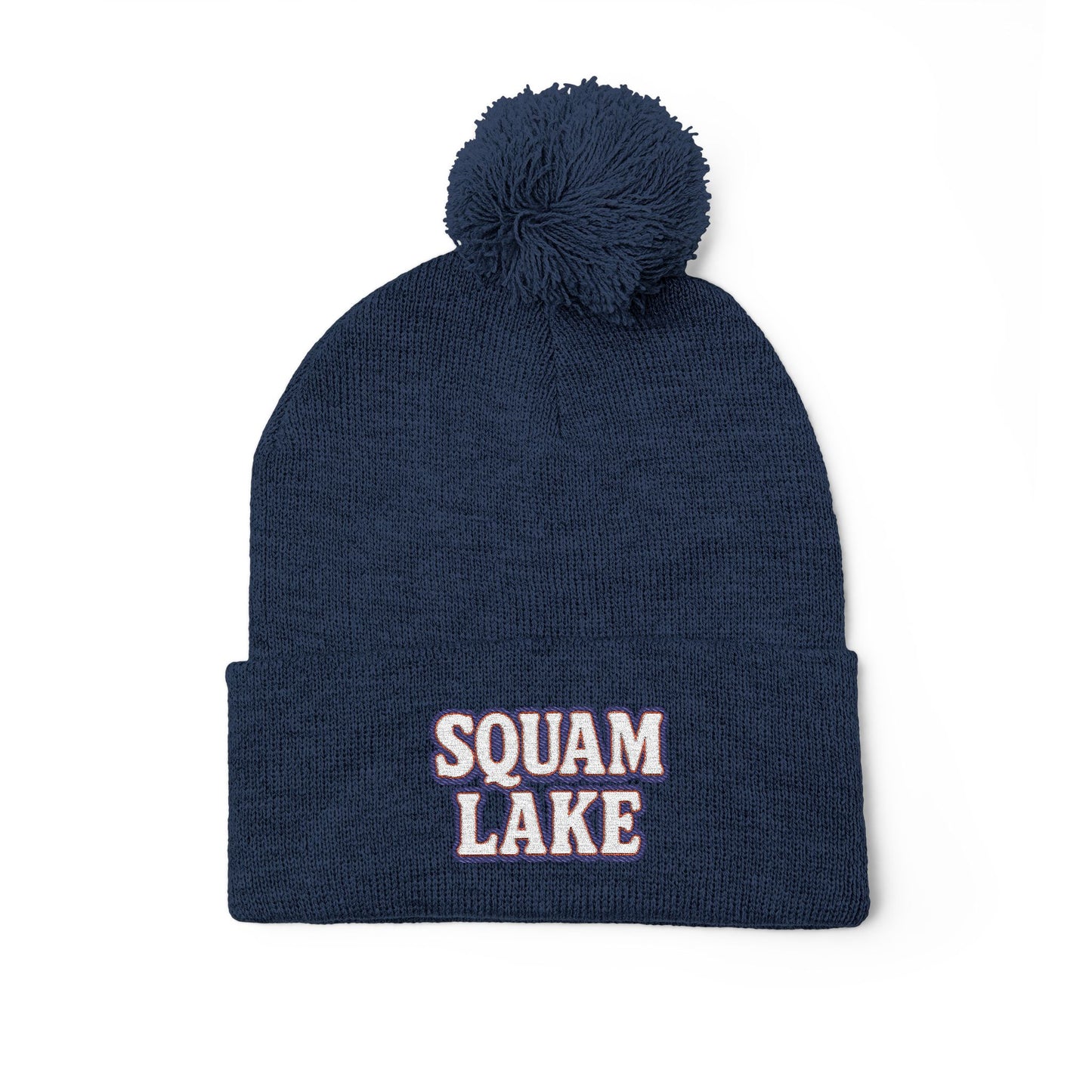 Squam Lake Pom-Pom Knit Cap (Embroidery)